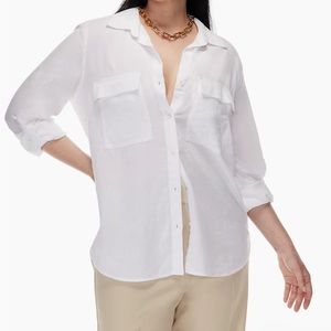 Aritzia The Group Babaton Linen Shirt in White S